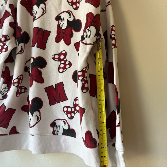 Disney Minnie Mouse Sweatshirt Girls 7/8 White Red Bow All Over Print Joe Fresh - Picture 5 of 9